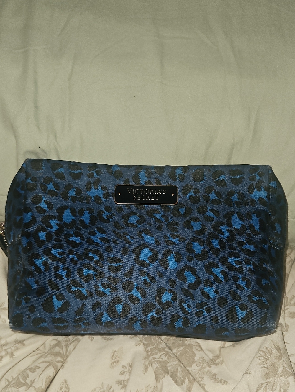 Victoria's Secret Blue and Black Leopard Makeup Pouch